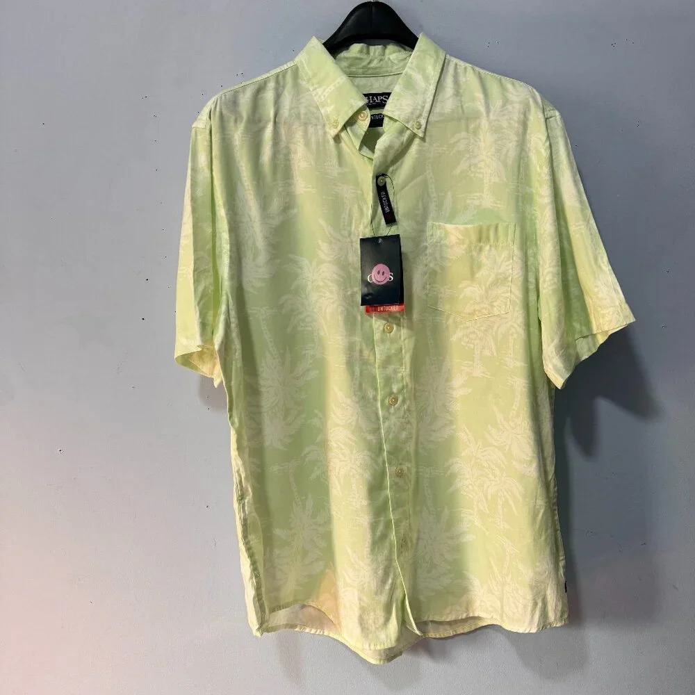 NWT Chaps untucked green/white‎ size large button down  shirt